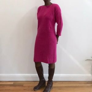 VINTAGE FUZZY KNIT FUCHSIA DRESS